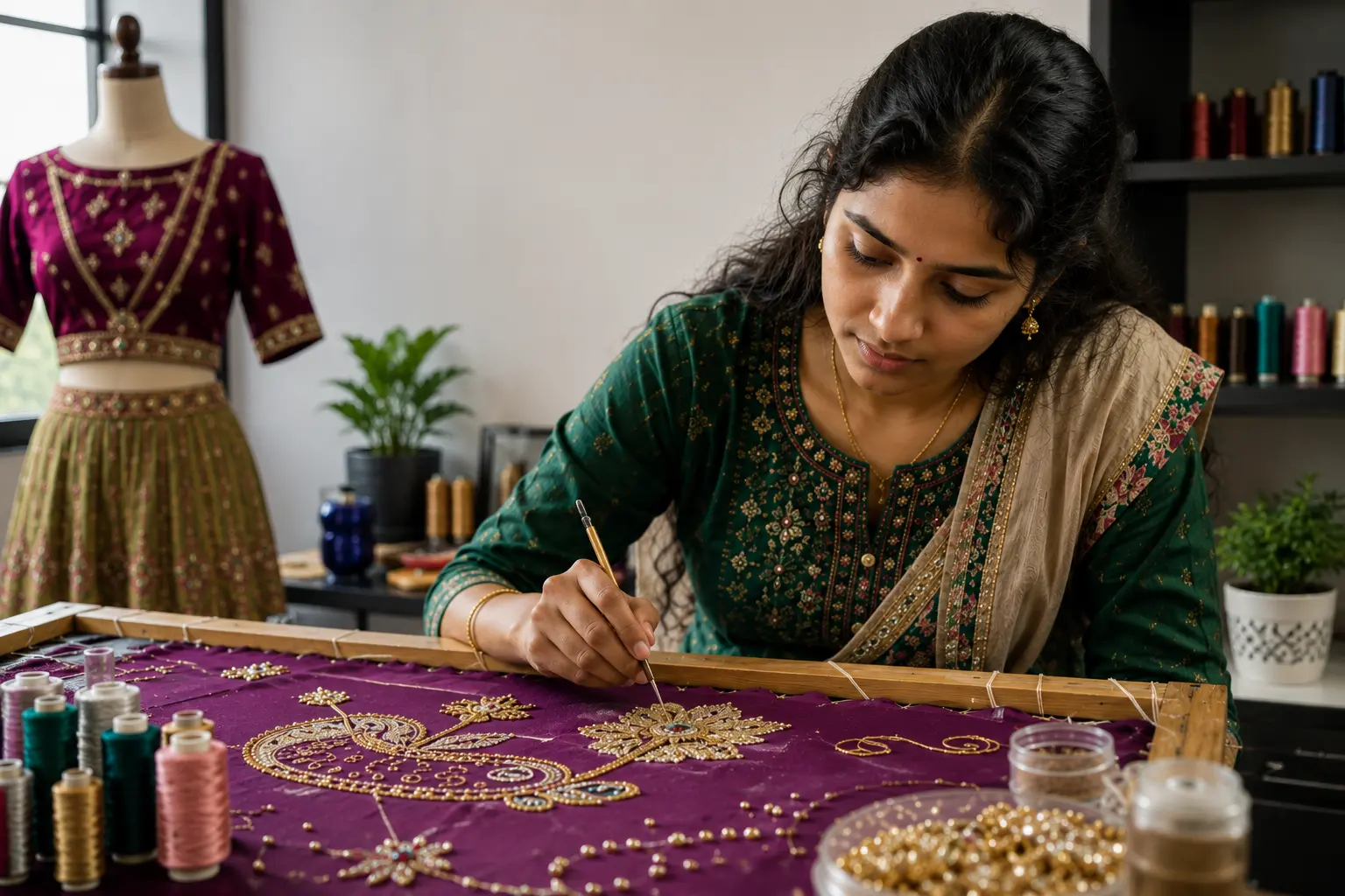 Aari embroidery student work