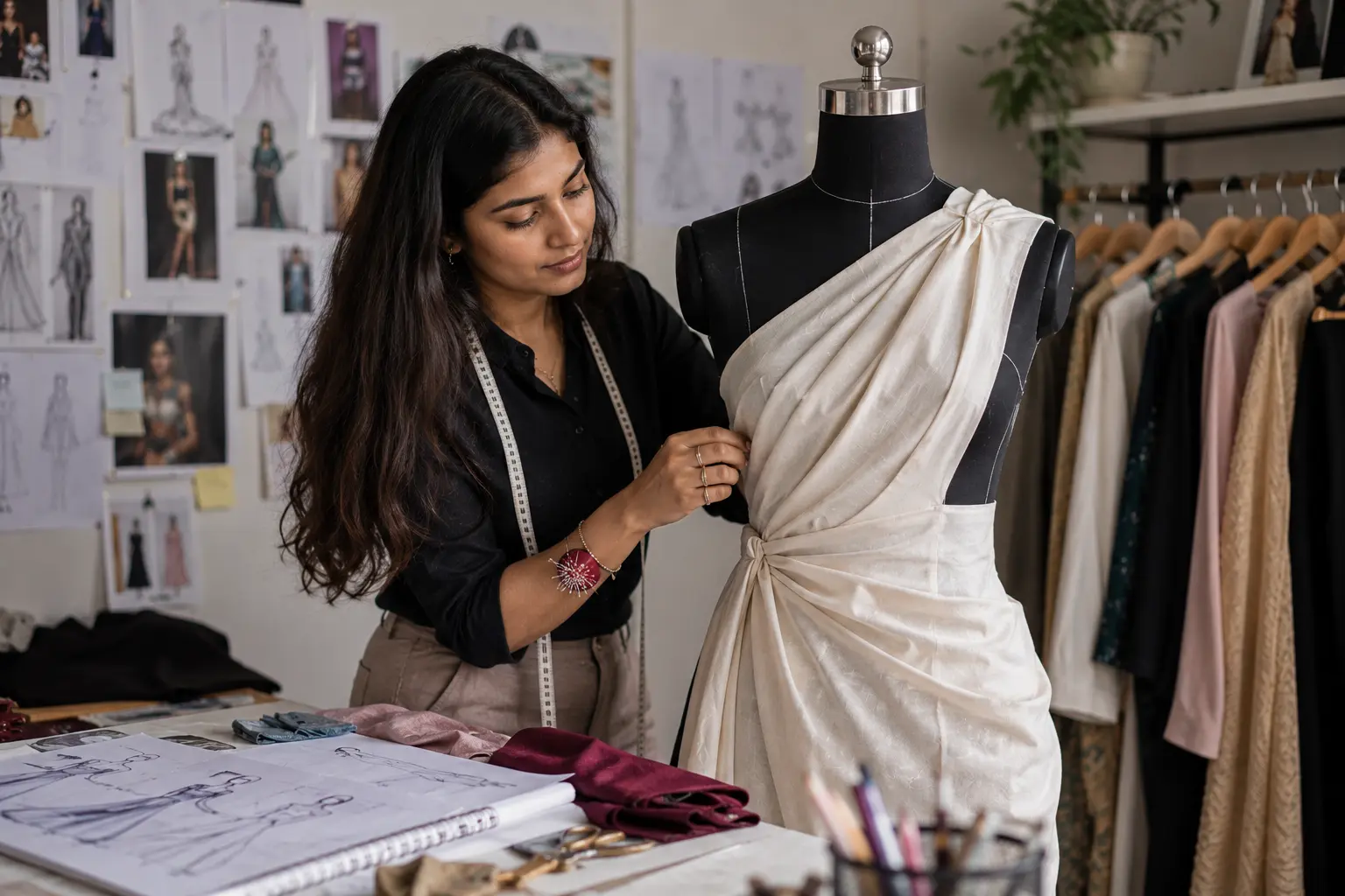 Saree draping and styling work